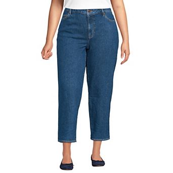 Plus Size Lands' End Soft Denim Mid Rise Relaxed Straight Crop Jeans