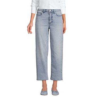 Petite Lands' End Soft Denim Mid Rise Relaxed Straight Crop Jeans