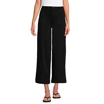 Women's Lands' End High Rise Patch Pocket Extra Wide Leg Crop Jeans