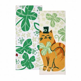 Celebrate Together™ St. Patrick's Day 2 pk Shamrock Cat Kitchen Towels