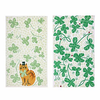 Celebrate Together St. Patrick's Day 2-pk. Shamrock Cat Kitchen Towels