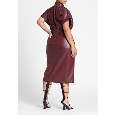 ELOQUII Women's Plus Size Faux Leather Midi Dress