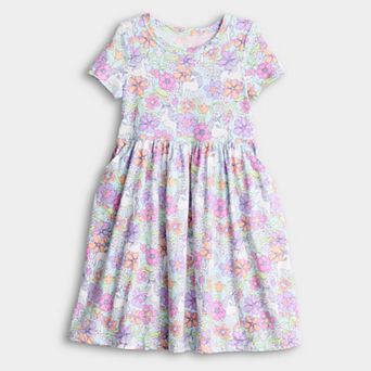 Girls 4-12 Jumping Beans® Printed Short Sleeve Knit Dress