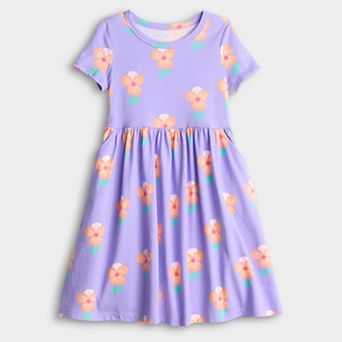 Girls 4-12 Jumping Beans® Printed Short Sleeve Knit Dress