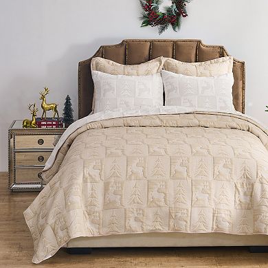 Greenland Home Fashions Reindeer Games Coverlet Set
