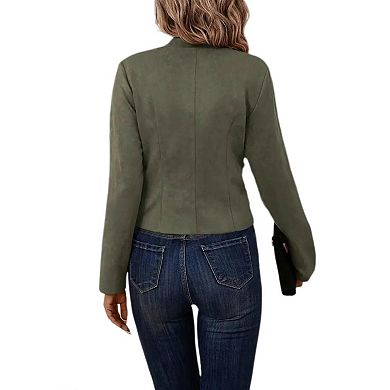 Women's Button Solid Color Fashion Regular Fit Outerwear Long Sleeve Blazer Jackets