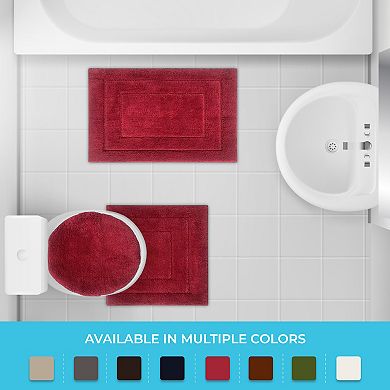 Clearwater Collection 3-Piece Bathroom Rug Set Bath Mat, Contour Rug & Lid Cover