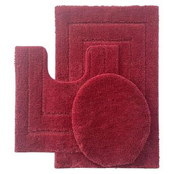 Clearwater Collection 3 pc Bathroom Rug Set Bath Mat, Contour Rug & Lid Cover