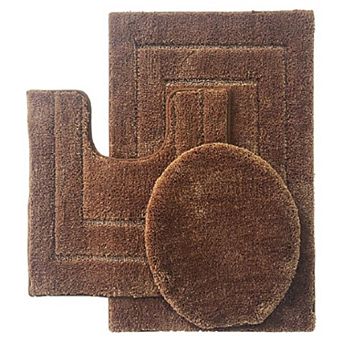 Clearwater Collection 3 pc Bathroom Rug Set Bath Mat, Contour Rug & Lid Cover