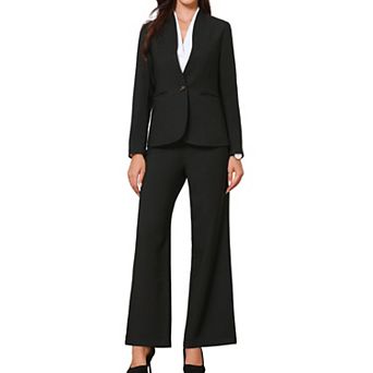 Business Suit for Women's 2 pc Collarless Matching Set Work Outfit Blazer and Pants Sets