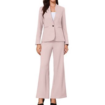 Business Suit for Women's 2 pc Collarless Matching Set Work Outfit Blazer and Pants Sets