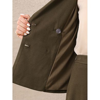 Women's 2 Piece Skirt Suit Set Double Breasted Blazers and A-Line Skirts