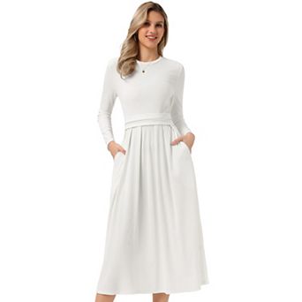 Winter Long Dress for Women's Long Sleeve A-Line Maxi Sweater Dresses