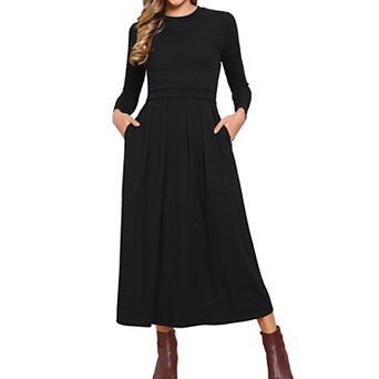 Winter Long Dress for Women's Long Sleeve A-Line Maxi Sweater Dresses