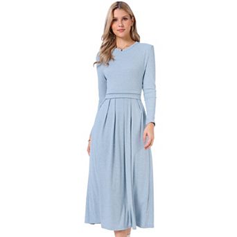 Winter Long Dress for Women's Long Sleeve A-Line Maxi Sweater Dresses