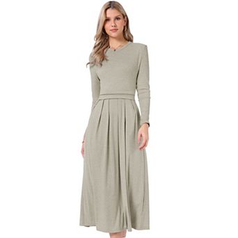 Winter Long Dress for Women's Long Sleeve A-Line Maxi Sweater Dresses