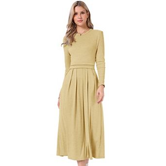 Winter Long Dress for Women's Long Sleeve A-Line Maxi Sweater Dresses