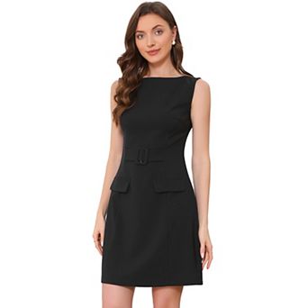 Work Casual Dress for Women's Boat Neck Sleeveless Business Pencil Dresses