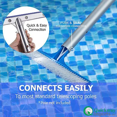 Quickway Imports 10-inch Bristle Brush Head Designed to Clean Walls Floors Steps & Corners for Pool