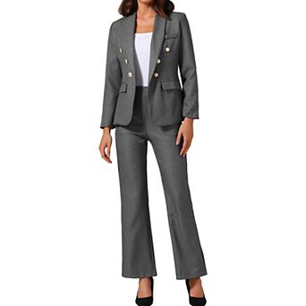 Women's Two Piece Sets Pants Suits Dressy Blazer Wide Leg Pants Pockets Business Casual Suit