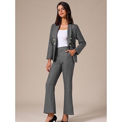 Women's Two Piece Sets Pants Suits Dressy Blazer Wide Leg Pants Pockets Business Casual Suit