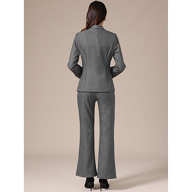 Women's Two Piece Sets Pants Suits Dressy Blazer Wide Leg Pants Pockets Business Casual Suit