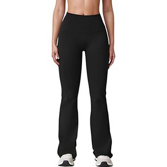 Women's High Waist Flared Leg Stretch Pants Smooth Fabric Seamless Waistband Active Lounge Bottoms