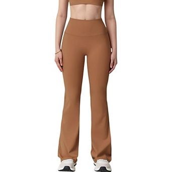 Women's High Waist Flared Leg Stretch Pants Smooth Fabric Seamless Waistband Active Lounge Bottoms