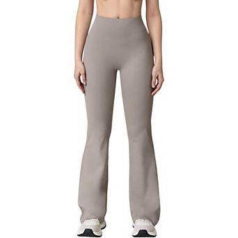 Women's High Waist Flared Leg Stretch Pants Smooth Fabric Seamless Waistband Active Lounge Bottoms