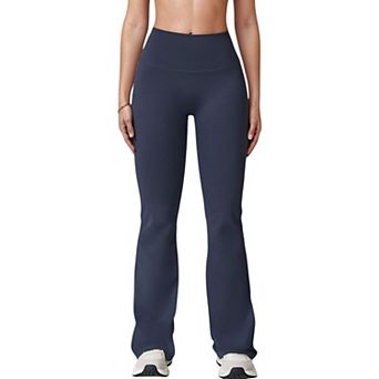 Women's High Waist Flared Leg Stretch Pants Smooth Fabric Seamless Waistband Active Lounge Bottoms