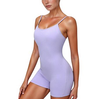 Women's Spaghetti Strap Active Romper with Scoop Neckline and Fitted Stretch Fabric