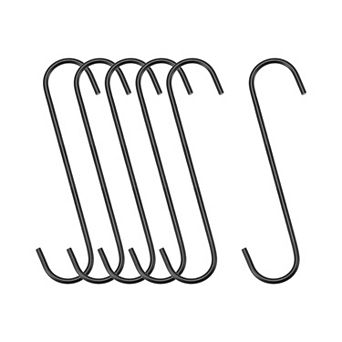 6 pc S Hanging Hooks, Extra Long Steel Hanger, Indoor Outdoor Uses for Garden, Bathroom, Closet