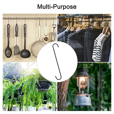 S Hanging Hooks, Extra Long Steel Hanger, Indoor Outdoor Uses for Garden, Bathroom, Workshop 4Pcs