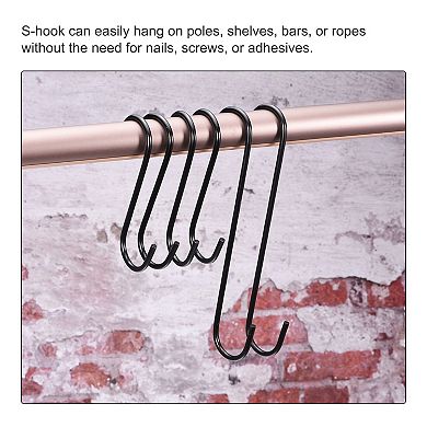 S Hanging Hooks, Extra Long Steel Hanger, Indoor Outdoor Uses for Garden, Bathroom, Workshop 4Pcs