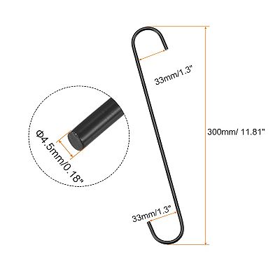 S Hanging Hooks, Extra Long Steel Hanger, Indoor Outdoor Uses for Garden, Bathroom, Workshop 4Pcs