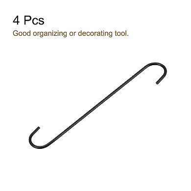 S Hanging Hooks, Extra Long Steel Hanger, Indoor Outdoor Uses for Garden, Bathroom, Workshop 4Pcs