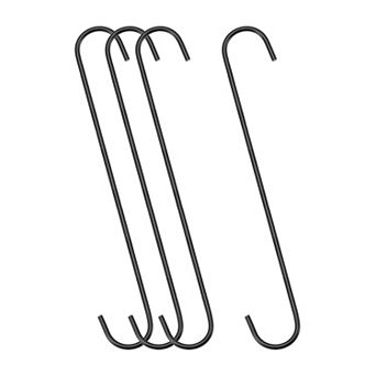 S Hanging Hooks, Extra Long Steel Hanger, Indoor Outdoor Uses for Garden, Bathroom, Workshop 4 pc