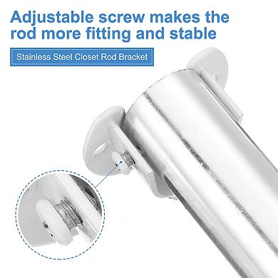 2Pcs U Shaped Flange Closet Holder, Closet Rod End Supports Rod Bracket for 32mm Diameter Rod, White