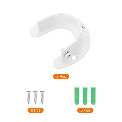 2Pcs U Shaped Flange Closet Holder, Closet Rod End Supports Rod Bracket for 32mm Diameter Rod, White