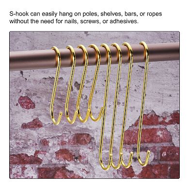 S Hanging Hooks, Extra Long Steel Hanger, Indoor Outdoor Uses for Garden, Bathroom, Closet, 2 Pcs