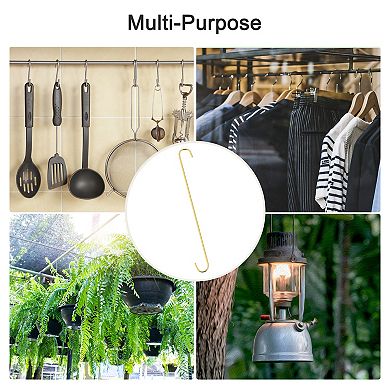S Hanging Hooks, Extra Long Steel Hanger, Indoor Outdoor Uses for Garden, Bathroom, Closet, 2 Pcs