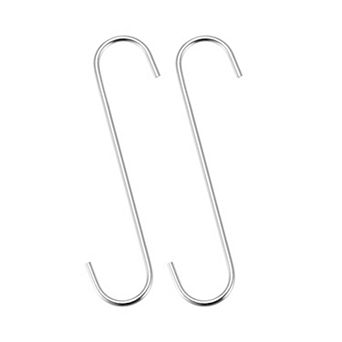 S Hanging Hooks, Extra Long Steel Hanger, Indoor Outdoor Uses for Garden, Bathroom, Closet, 2 pc