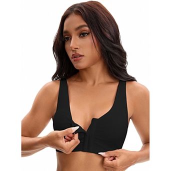 Women's Front Closure Adjustable Strap Wirefree Full Coverage Soft Workout Bras