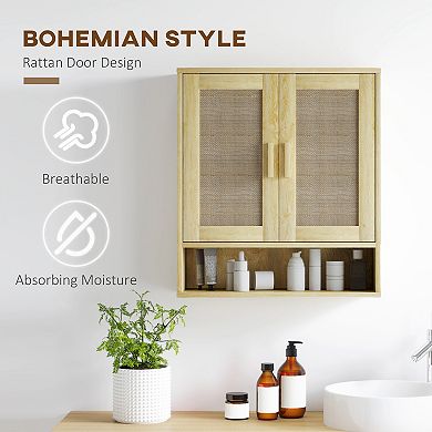 HOMCOM Bathroom Wall Cabinet with Adjustable Shelf, Distressed