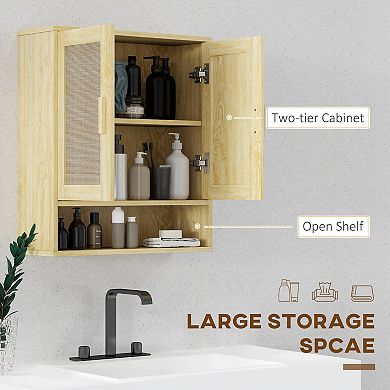 HOMCOM Bathroom Wall Cabinet with Adjustable Shelf, Distressed