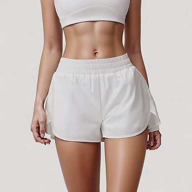 Women's High Waist Running Shorts with Built-In Liner and Side Pockets for Storage