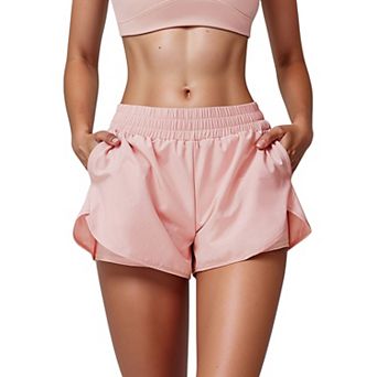 Women's High Waist Running Shorts with Built-In Liner and Side Pockets for Storage