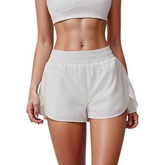 Women's High Waist Running Shorts with Built-In Liner and Side Pockets for Storage