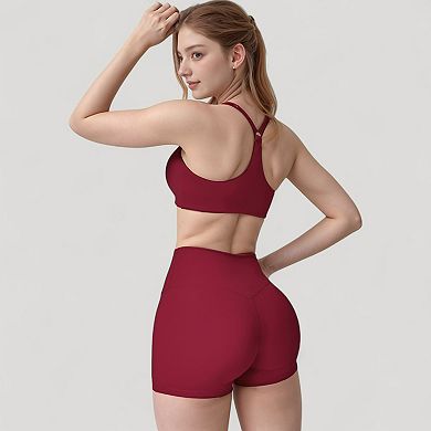 Women's Scoop Neck Sports Bra with Adjustable Straps and Smooth Stretch Fit