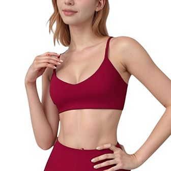 Women's Scoop Neck Sports Bra with Adjustable Straps and Smooth Stretch Fit